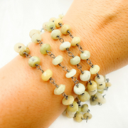 Coated Cats Eye Oxidized 925 Sterling Silver Wire Chain.